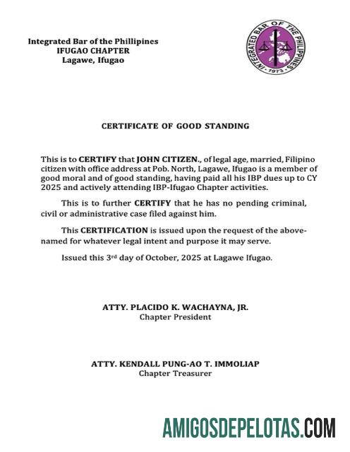 Certificado de boa reputação das Filipinas em branco, modelo Word e PDF, versão 7